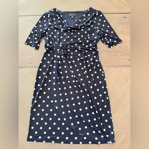 Connected Apparel Dark Blue Polka Dot Long Sleeve Dress